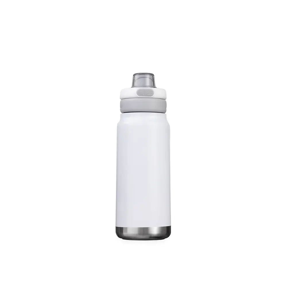 Garrafa Térmica Inox 750ml Bocal Duplo personalizada branca