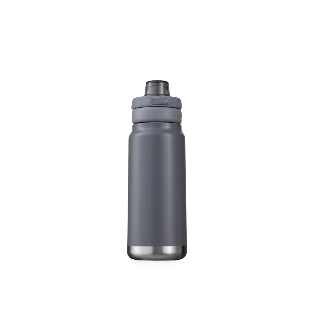Garrafa Térmica Inox 750ml Bocal Duplo personalizada cinza