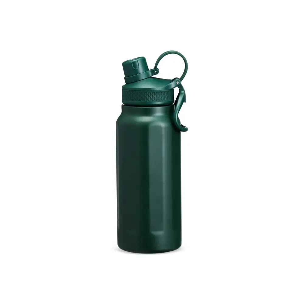 Garrafa Térmica Inox 750ml Faixas em Relevo personalizada verde