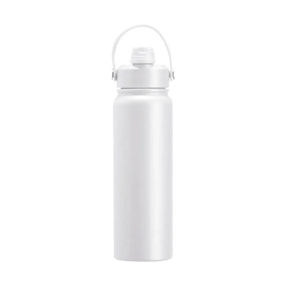 Garrafa Térmica Inox 800ml Bico Flip personalizada branca