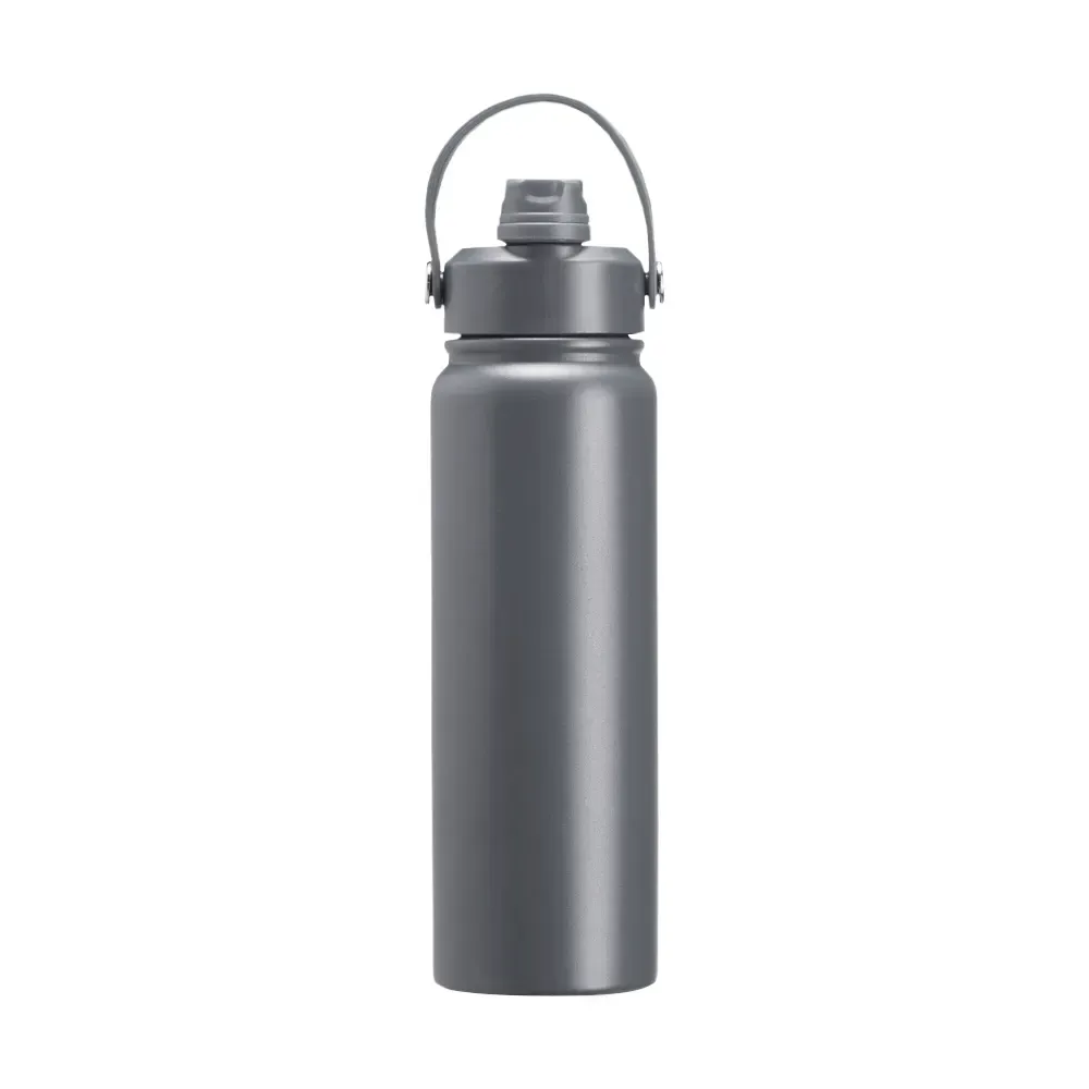 Garrafa Térmica Inox 800ml Bico Flip personalizada cinza