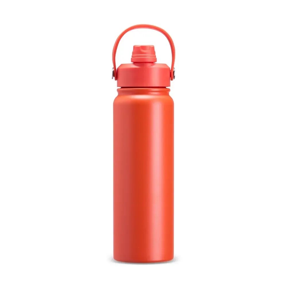 Garrafa Térmica Inox 800ml Bico Flip personalizada laranja