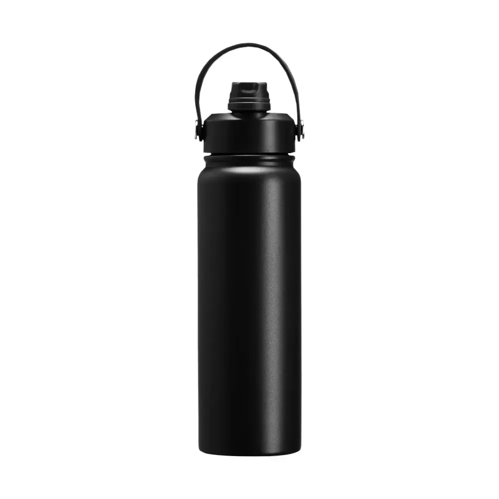 Garrafa Térmica Inox 800ml Bico Flip personalizada preta
