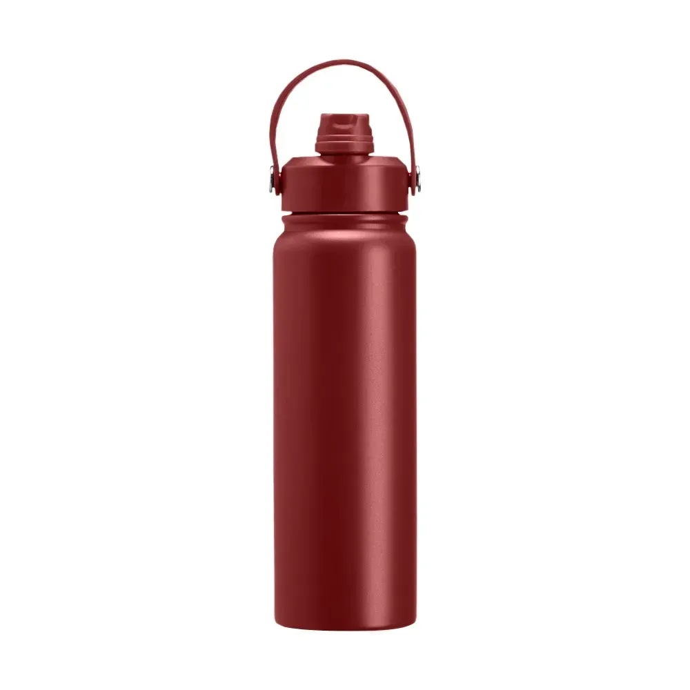 Garrafa Térmica Inox 800ml Bico Flip personalizada vermelha