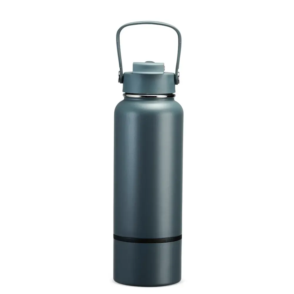 Garrafa Térmica Inox 800ml Fundo Removível personalizada cinza
