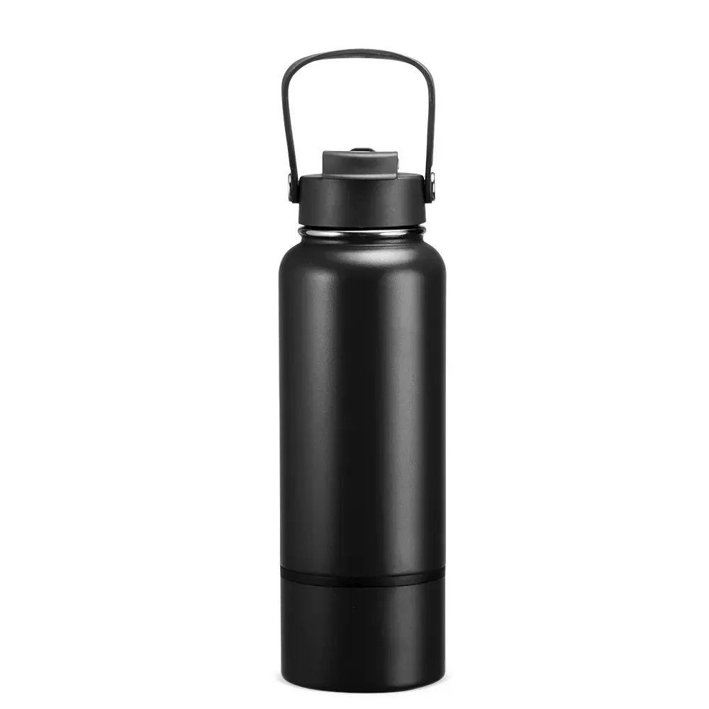 Garrafa Térmica Inox 800ml Fundo Removível personalizada preta