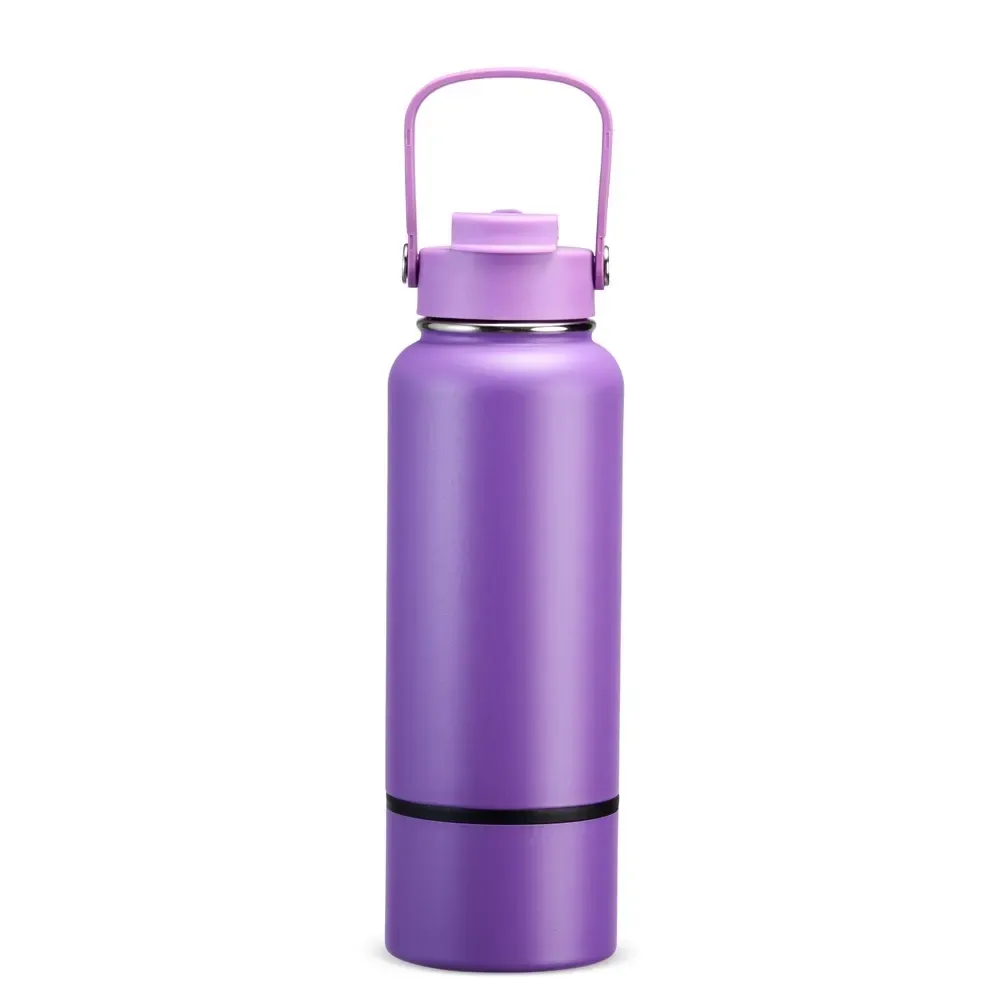 Garrafa Térmica Inox 800ml Fundo Removível personalizada roxa