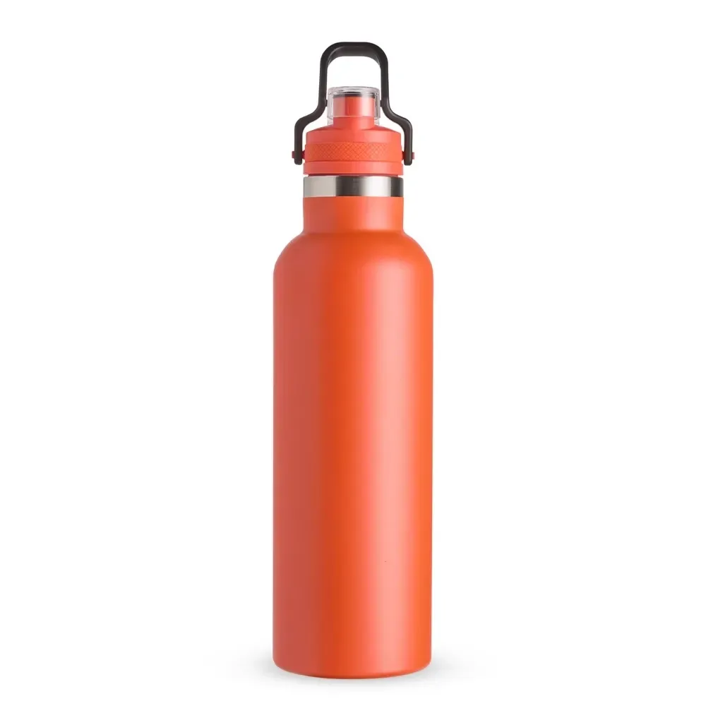 Garrafa Térmica Inox 800ml Trava na Alça personalizada laranja