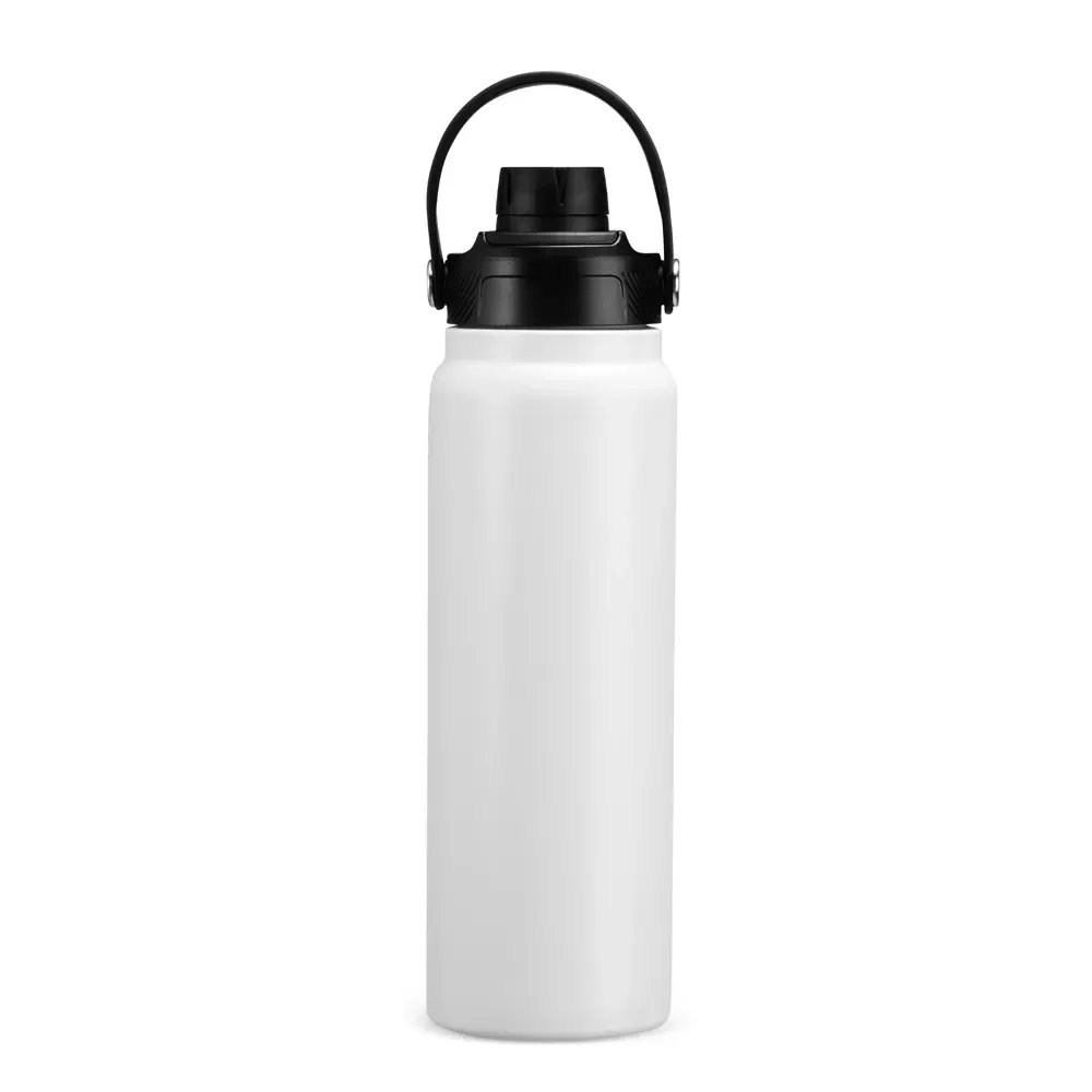 Garrafa Térmica Inox 800ml Vedação a Vácuo personalizada branca