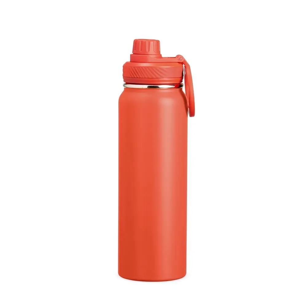 Garrafa Térmica Inox 850ml com Alça Magnética Tripé personalizada laranja