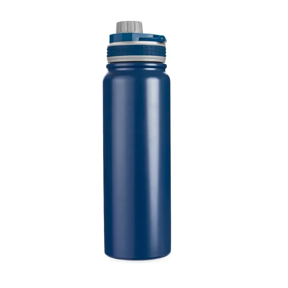 Garrafa térmica inox 850ml faixa de silicone personalizada azul