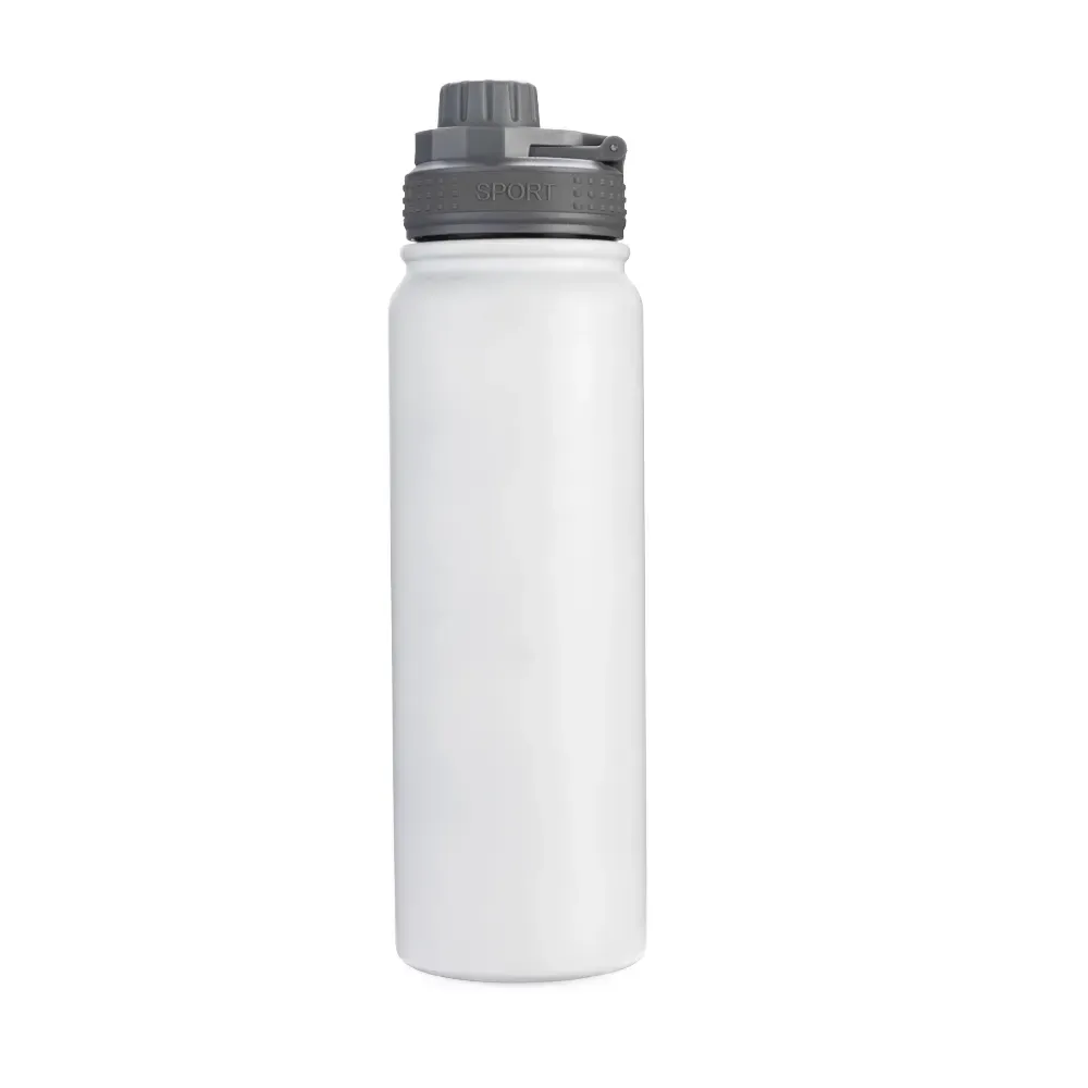 Garrafa térmica inox 850ml faixa de silicone personalizada branca
