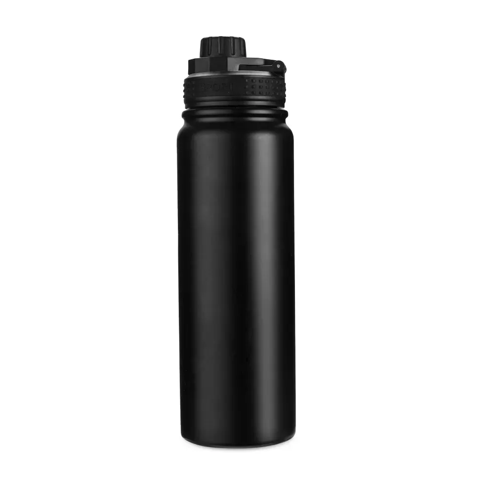 Garrafa térmica inox 850ml faixa de silicone personalizada preta
