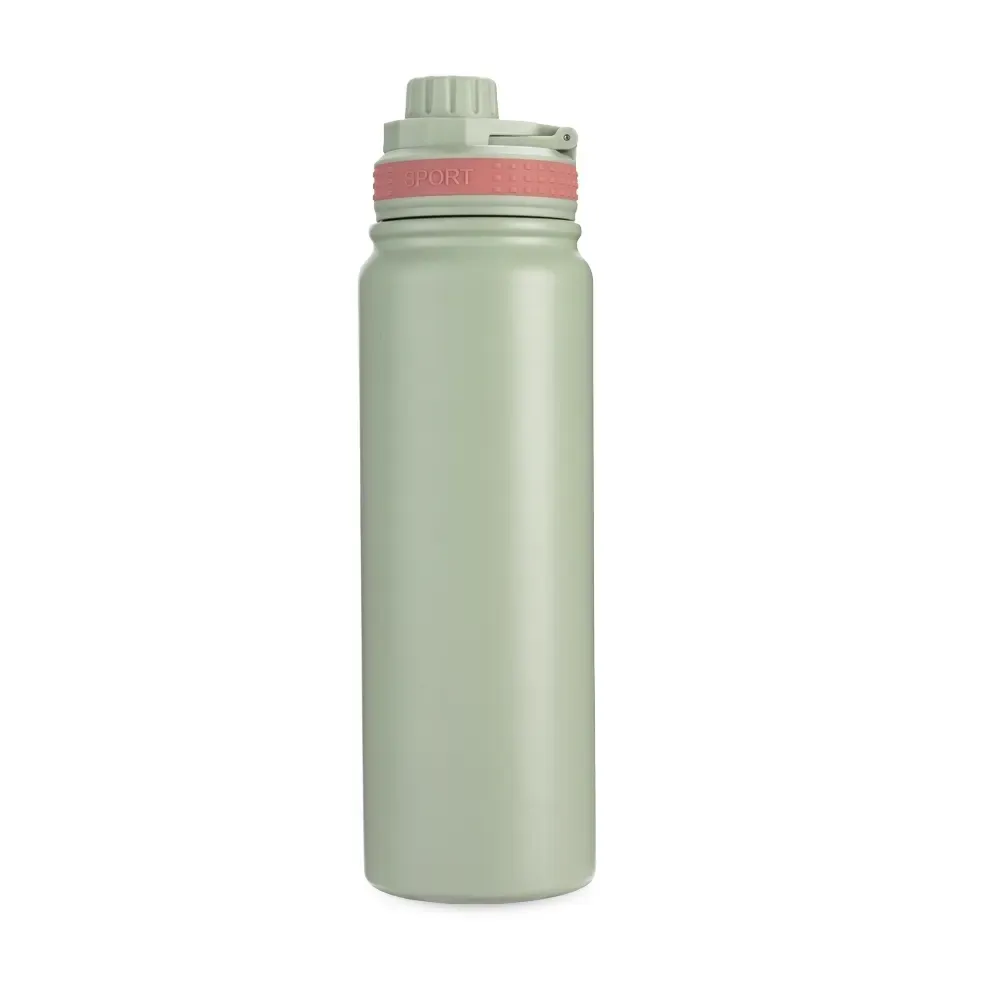 Garrafa térmica inox 850ml faixa de silicone personalizada verde
