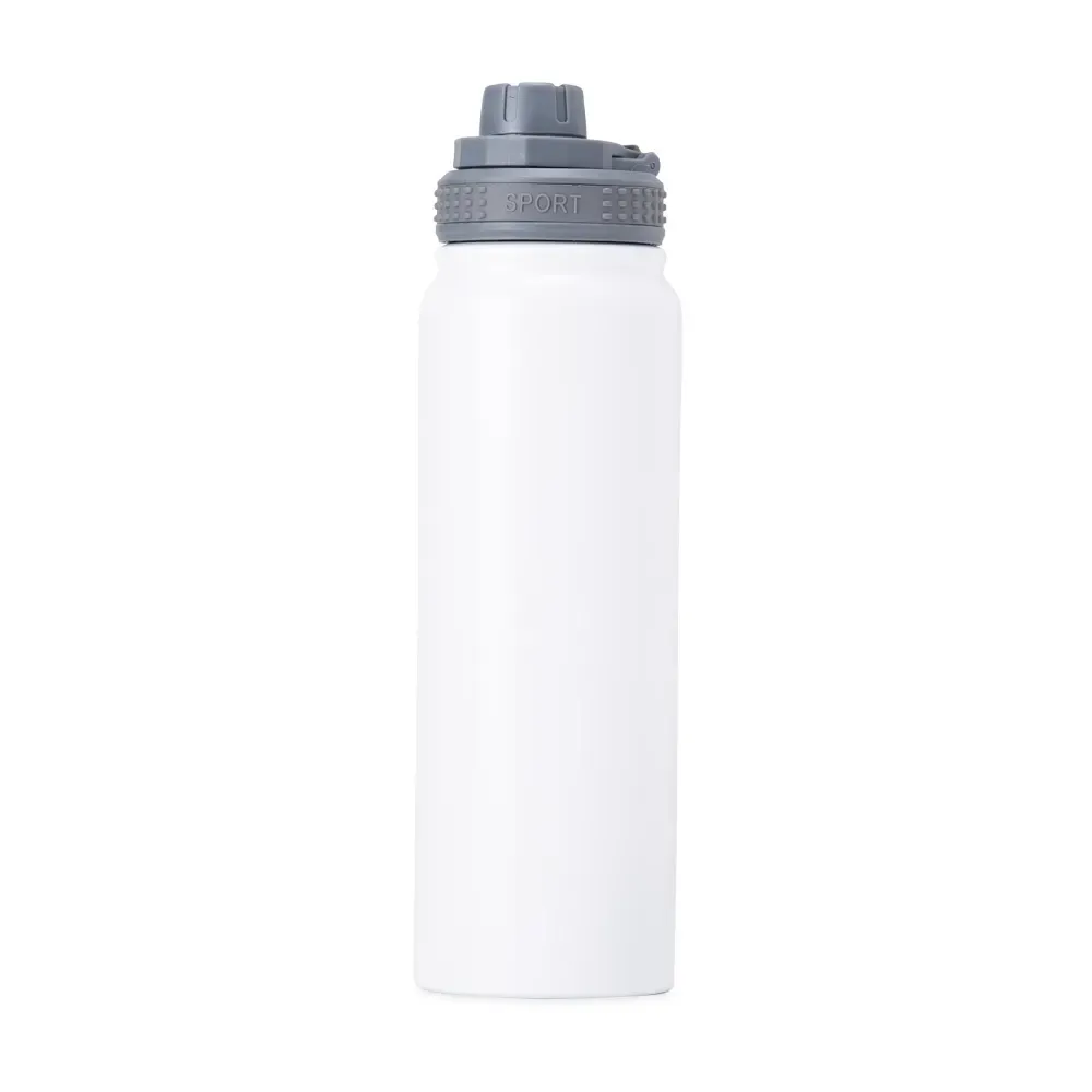 Garrafa térmica inox 850ml com infusor e alça personalizada branca