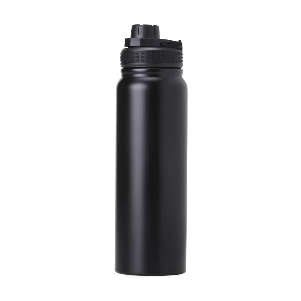 Garrafa térmica inox 850ml com infusor e alça personalizada preta