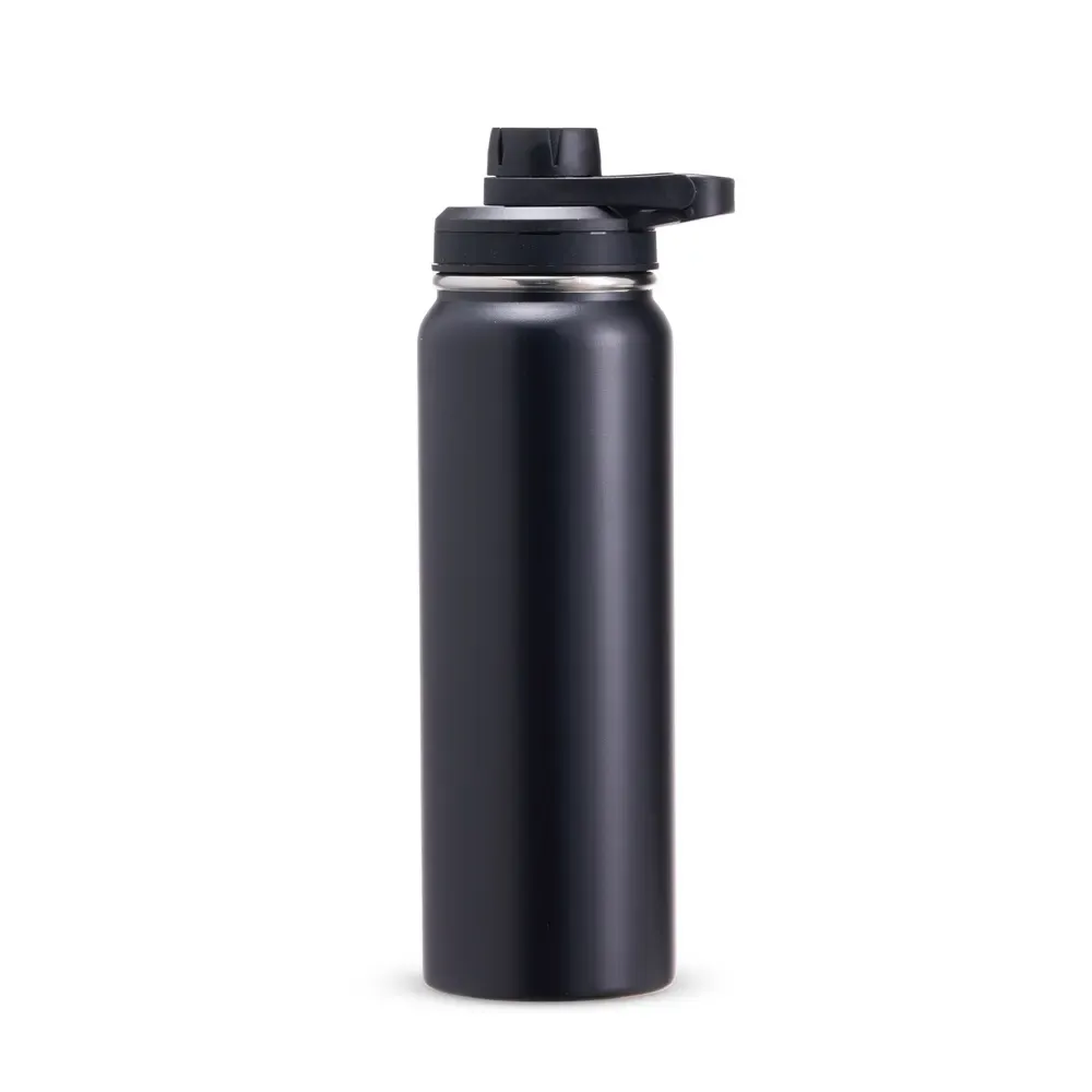 Garrafa Térmica Inox 850ml com Trava na Tampa personalizada preta