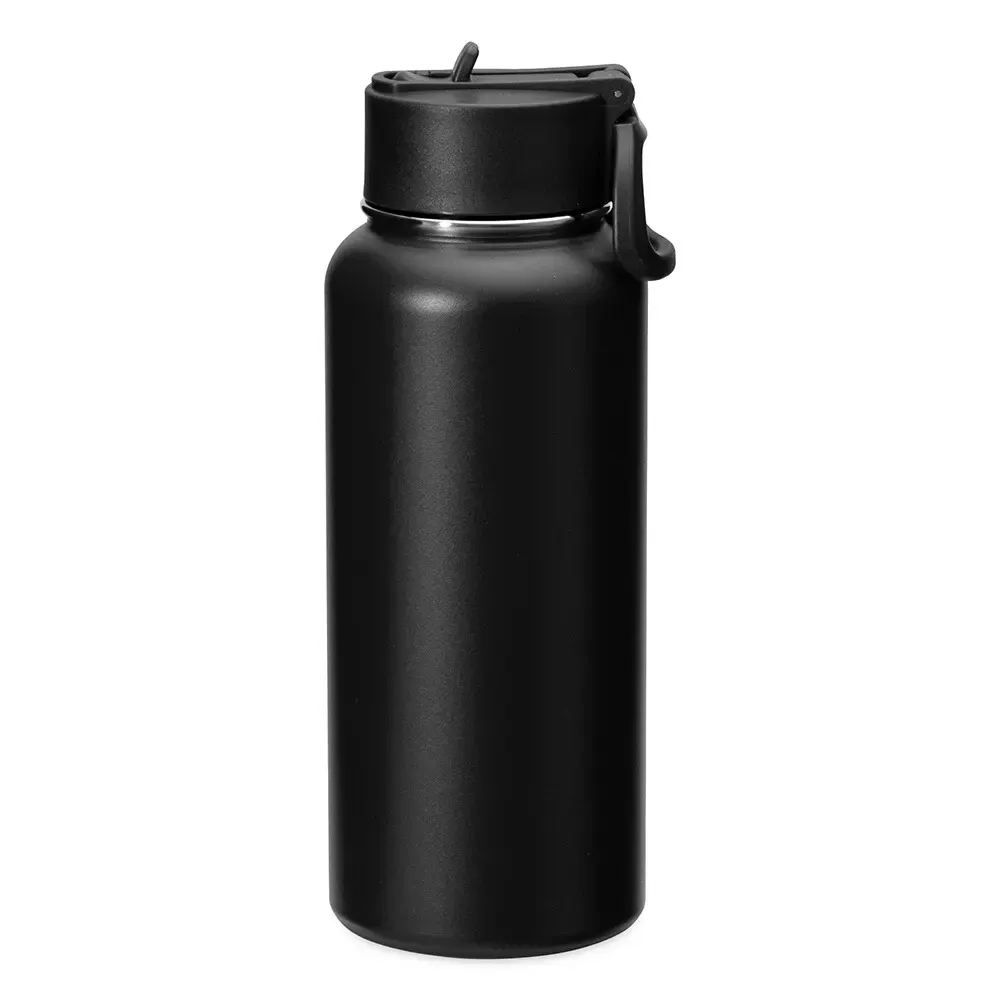 Garrafa Térmica Inox 900ml Pintura Eletrostática personalizada preta
