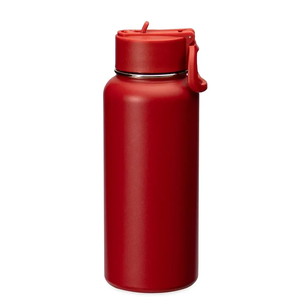 Garrafa Térmica Inox 900ml Pintura Eletrostática personalizada vermelha