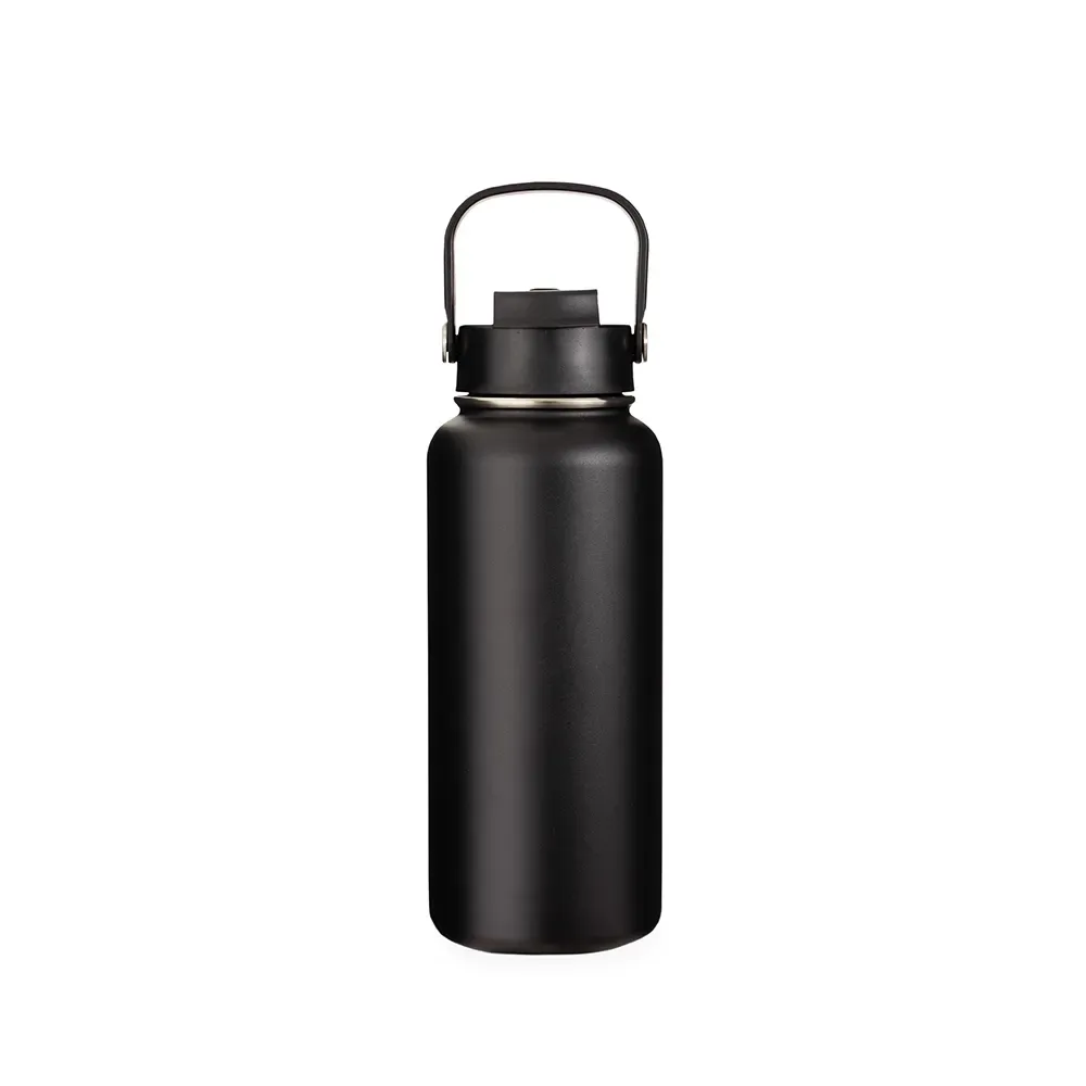 Garrafa Térmica Inox 950ml Bico Flip personalizada preta