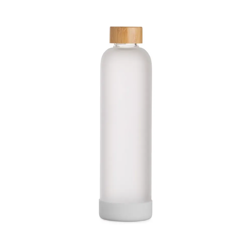 Garrafa de Vidro 1 litro personalizada branca com protetor de silicone