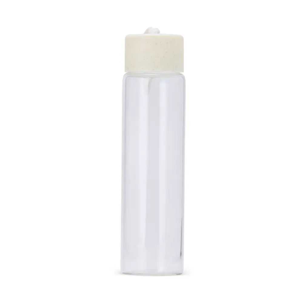 Garrafa de Vidro 330ml com Alça de Algodão personalizada amarela
