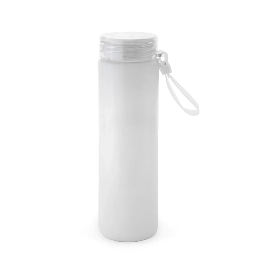 Garrafa de Vidro 400ml Bicolor com Alça de Silicone personalizada branca
