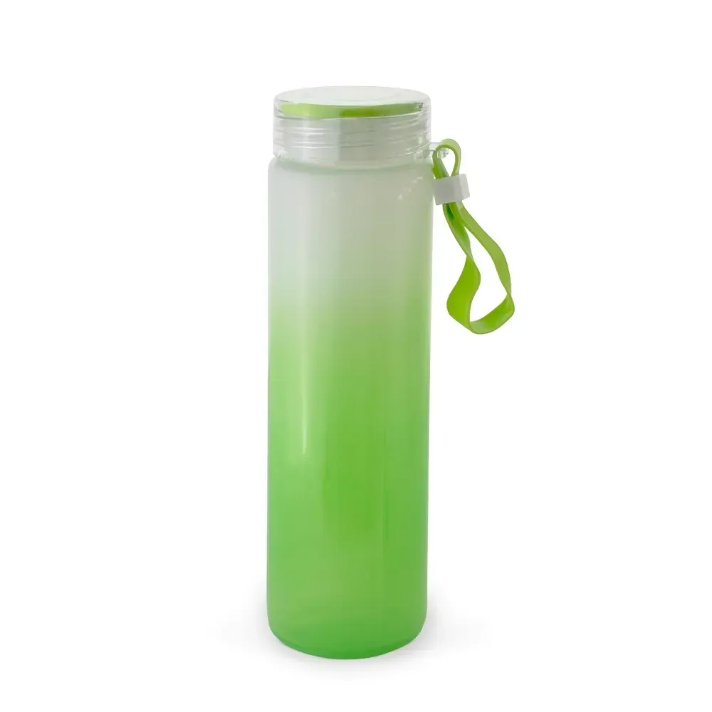 Garrafa de Vidro 400ml Bicolor com Alça de Silicone personalizada verde