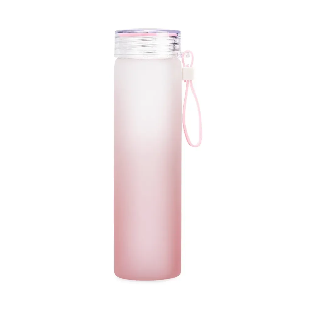 Garrafa de Vidro 450ml Bicolor personalizada rosa