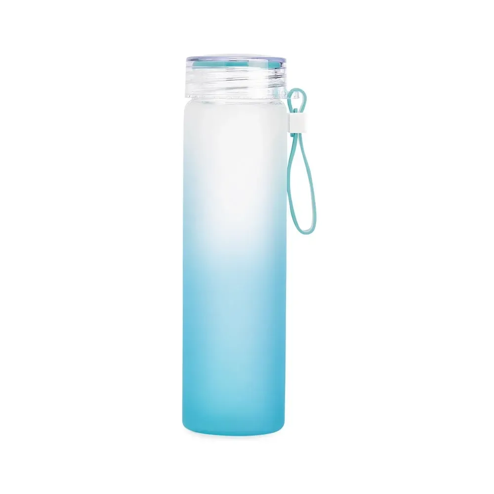 Garrafa de Vidro 470ml Bicolor personalizada turquesa