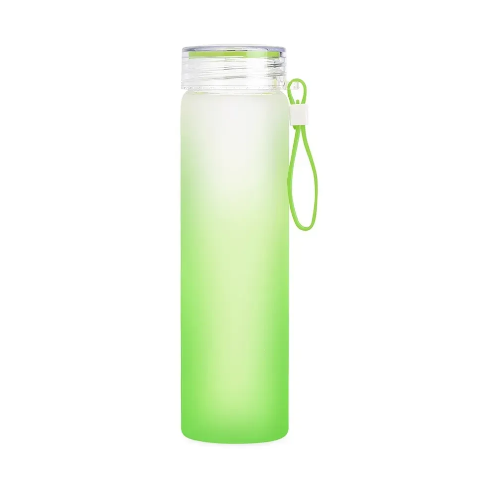 Garrafa de Vidro 470ml Bicolor personalizada verde claro