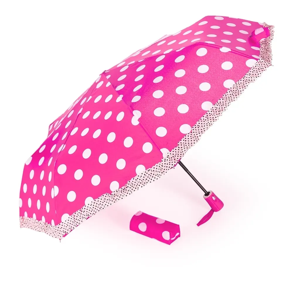 Guarda-chuva Automático com Cordão de Nylon Personalizado, cor rosa
