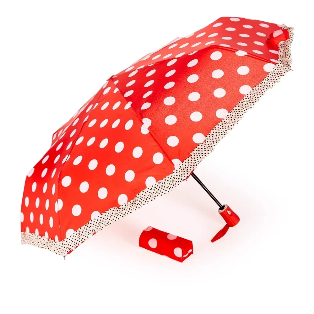 Guarda-chuva Automático com Cordão de Nylon Personalizado, cor vermelha