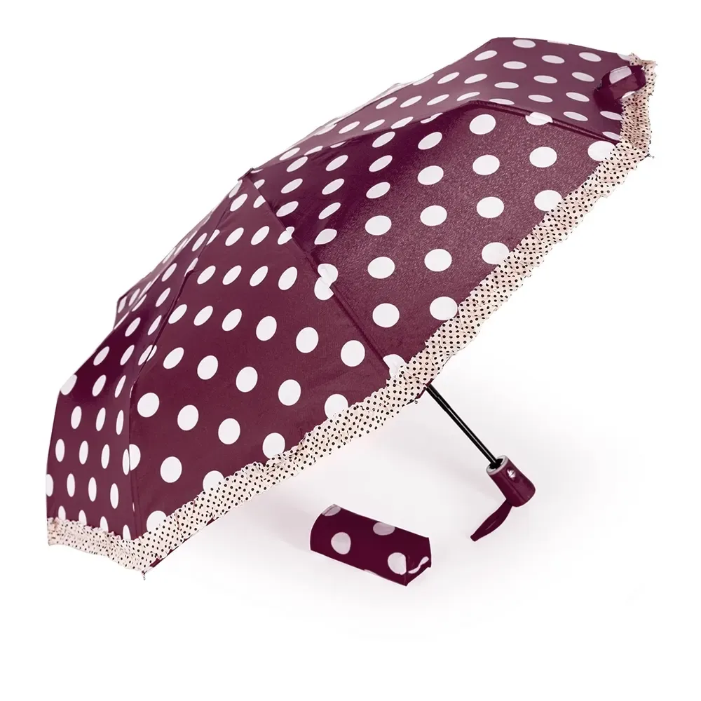 Guarda-chuva Automático com Cordão de Nylon Personalizado, cor vinho