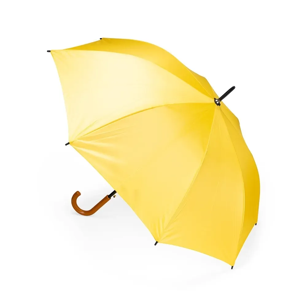 Guarda-chuva Automático Pegador PP Acabamento Madeira Personalizado, cor amarela