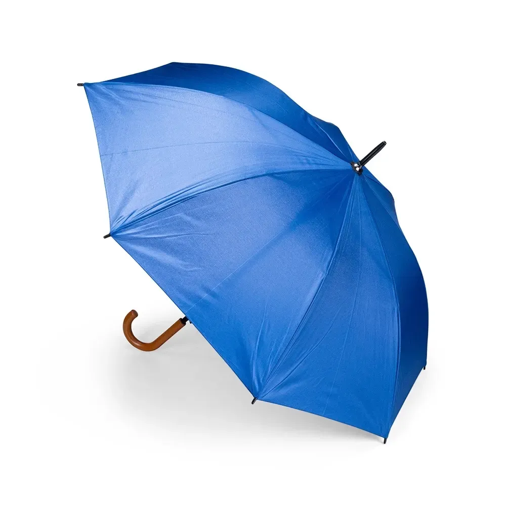 Guarda-chuva Automático Pegador PP Acabamento Madeira Personalizado, cor azul