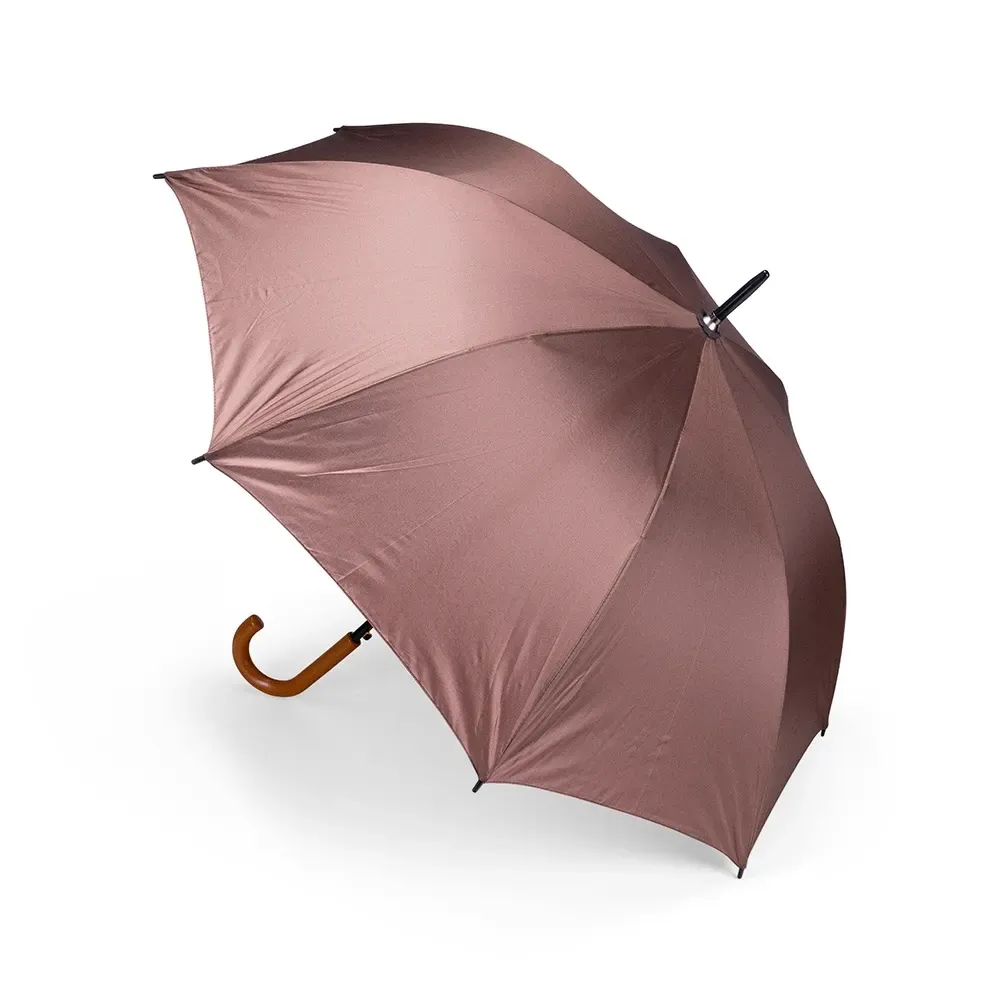 Guarda-chuva Automático Pegador PP Acabamento Madeira Personalizado, cor marrom