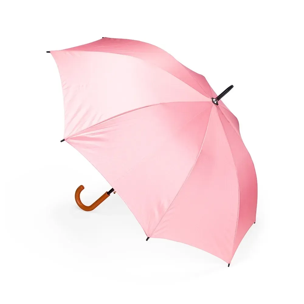 Guarda-chuva Automático Pegador PP Acabamento Madeira Personalizado, cor rosa