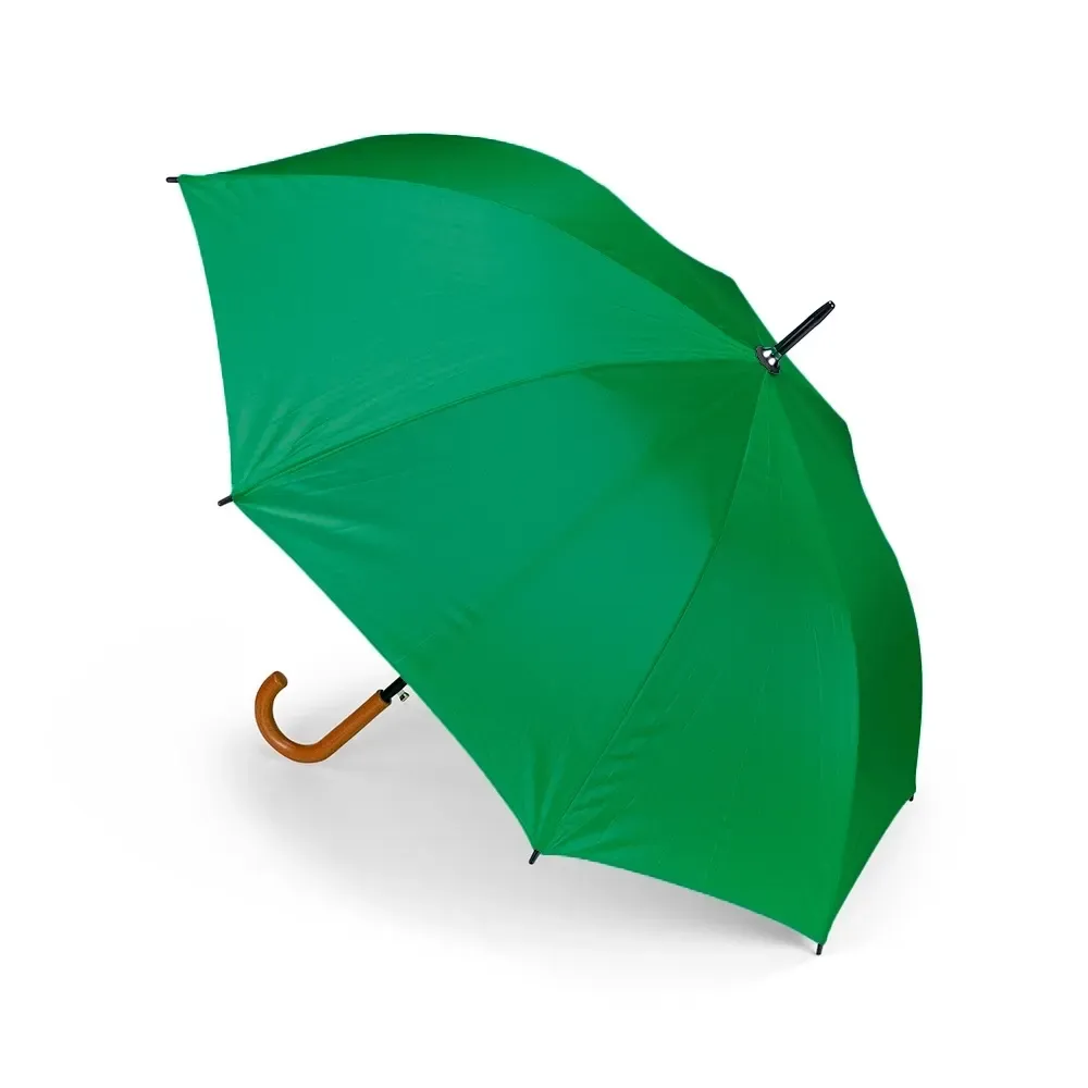 Guarda-chuva Automático Pegador PP Acabamento Madeira Personalizado, cor verde