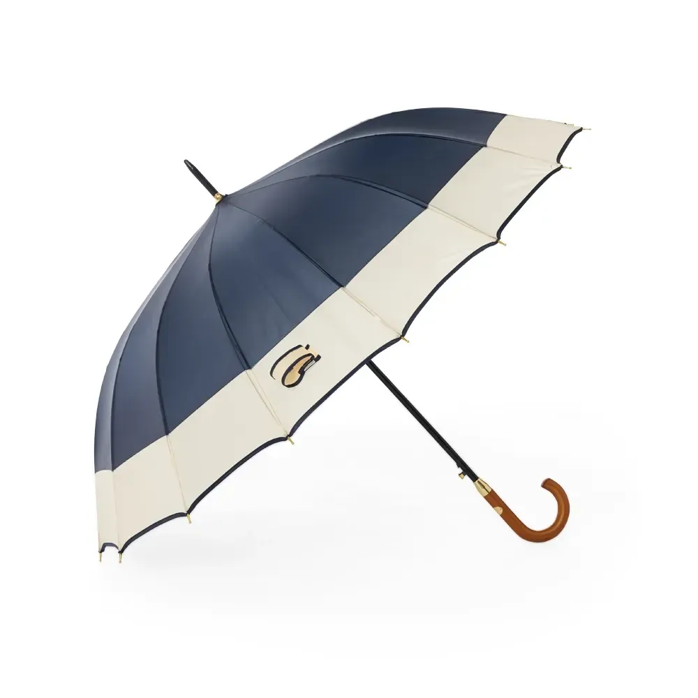Guarda-chuva Automático 16 Varetas Cabo de Madeira Personalizado, cor azul