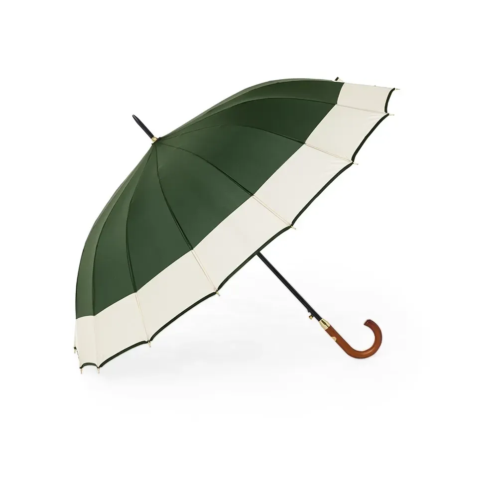 Guarda-chuva Automático 16 Varetas Cabo de Madeira Personalizado, cor verde