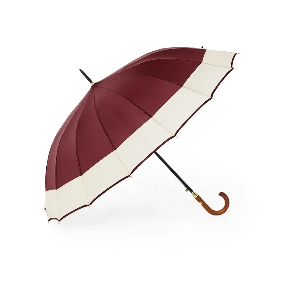 Guarda-chuva Automático 16 Varetas Cabo de Madeira Personalizado, cor vermelha