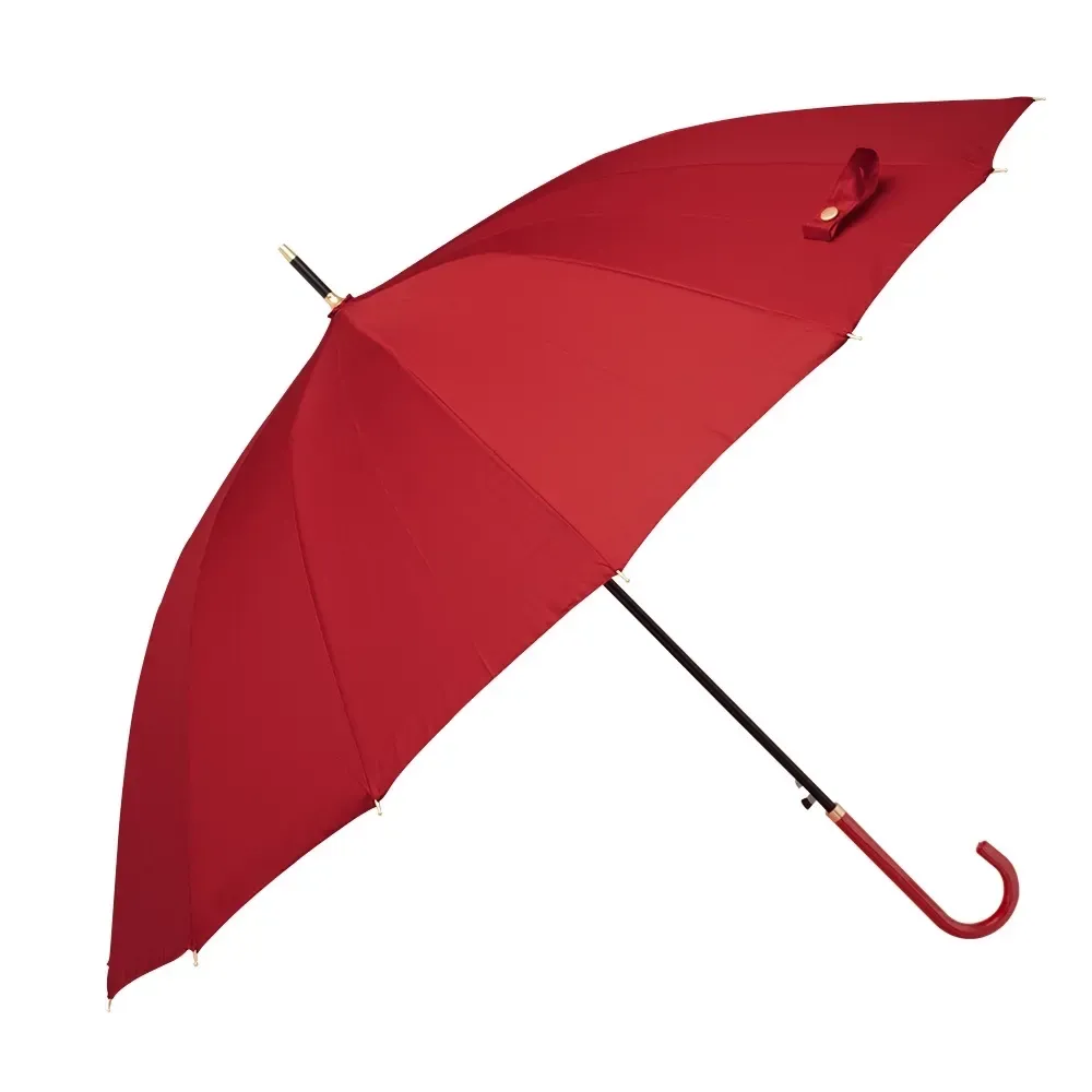 Guarda-chuva Automático 16 Varetas Couro Sintético Personalizado, cor vermelha