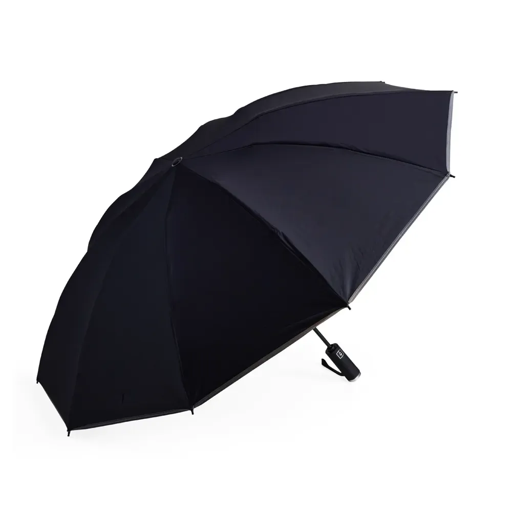 Guarda-chuva Automático com Bordas Refletivas Personalizado, cor preta