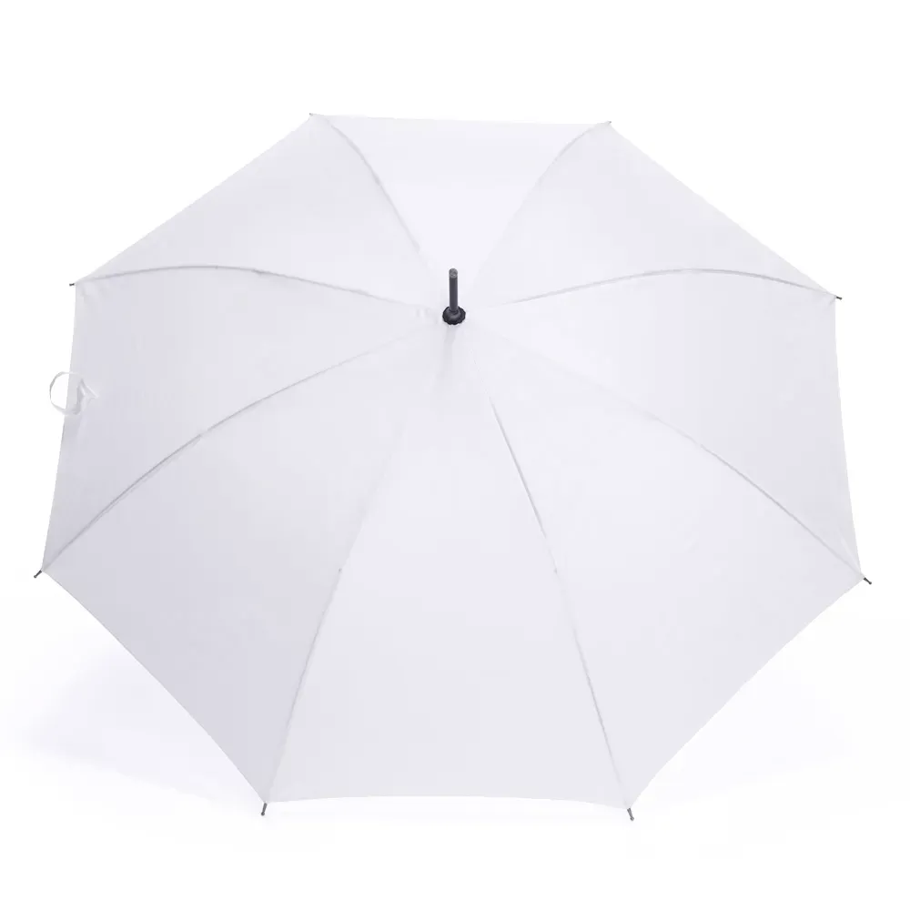 Guarda-chuva Automático Pongee Cabo de Madeira Personalizado, cor branca