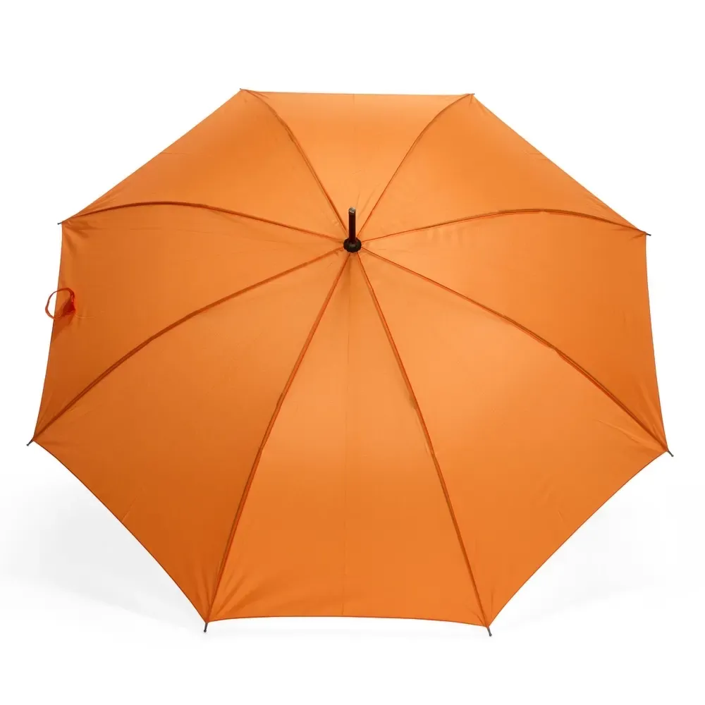 Guarda-chuva Automático Pongee Cabo de Madeira Personalizado, cor laranja