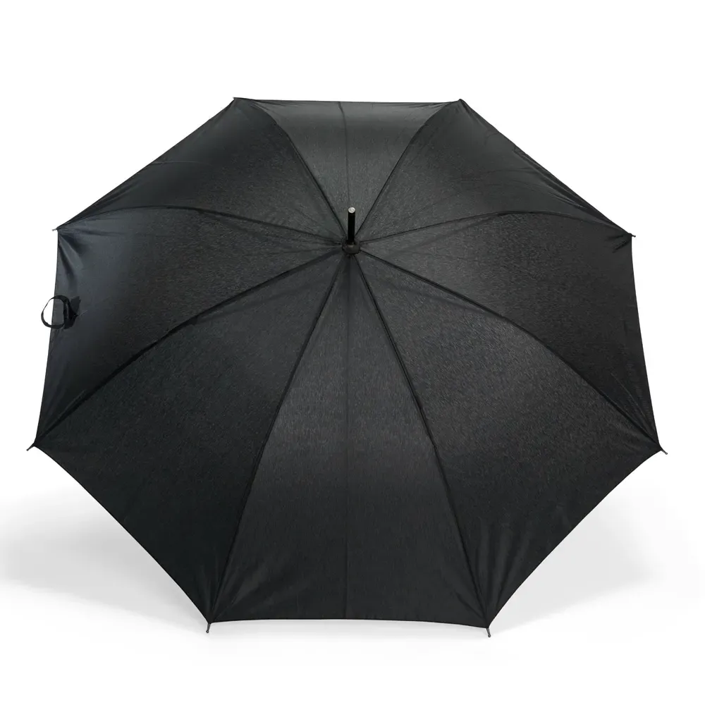 Guarda-chuva Automático Pongee Cabo de Madeira Personalizado, cor preta