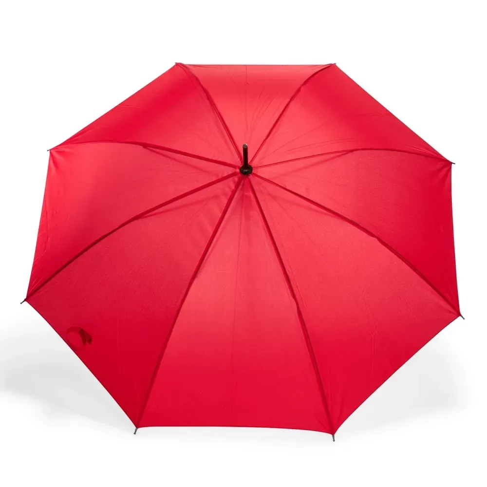 Guarda-chuva Automático Pongee Cabo de Madeira Personalizado, cor vermelha