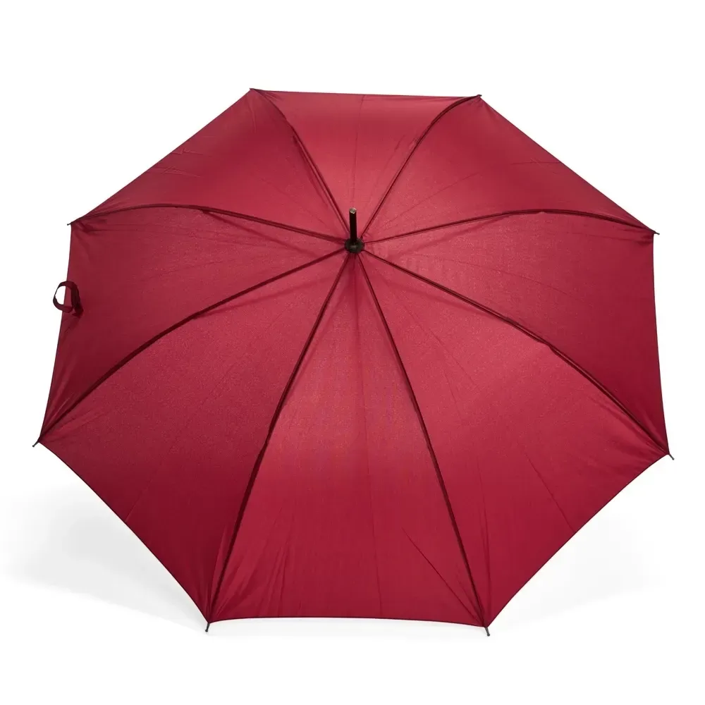 Guarda-chuva Automático Pongee Cabo de Madeira Personalizado, cor vinho