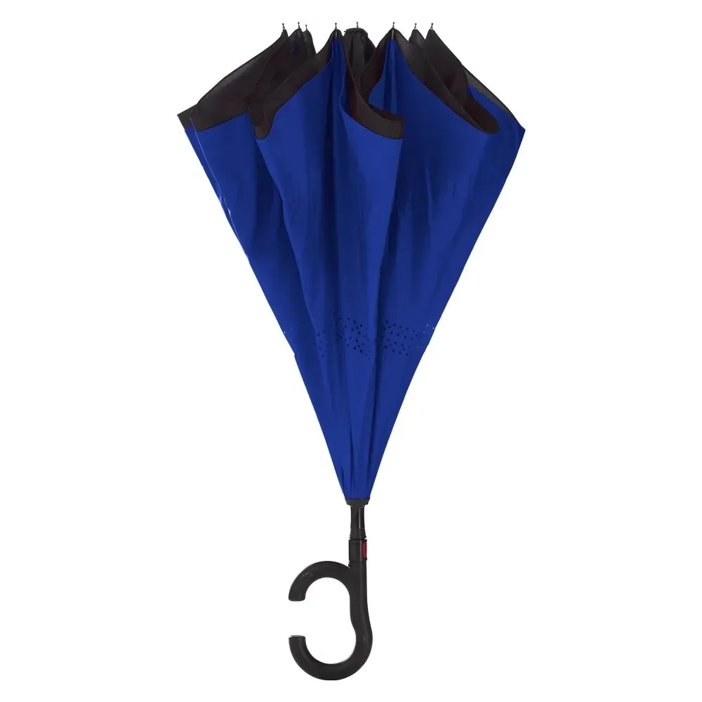 Guarda-chuva Invertido Pongee Seda Poliéster Personalizado, cor azul